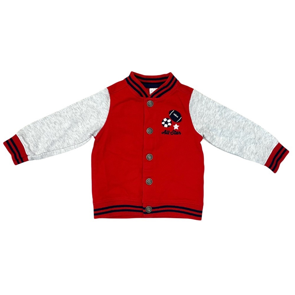 Carter’s Baby 18M All Star Jacket Soccer Football Sports Buttons Red Gray Cotton